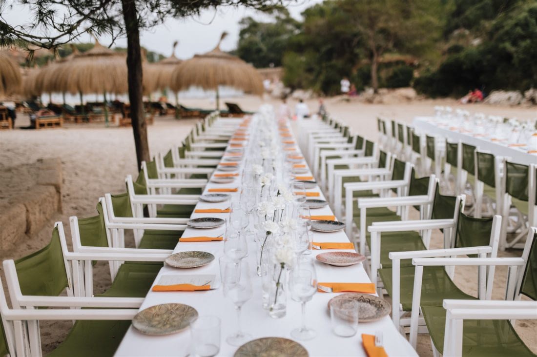 Decoracion mesa cena boda playa